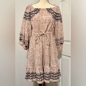 Free People Pink Floral Long-Sleeve Peasant Dress.  Original price $148